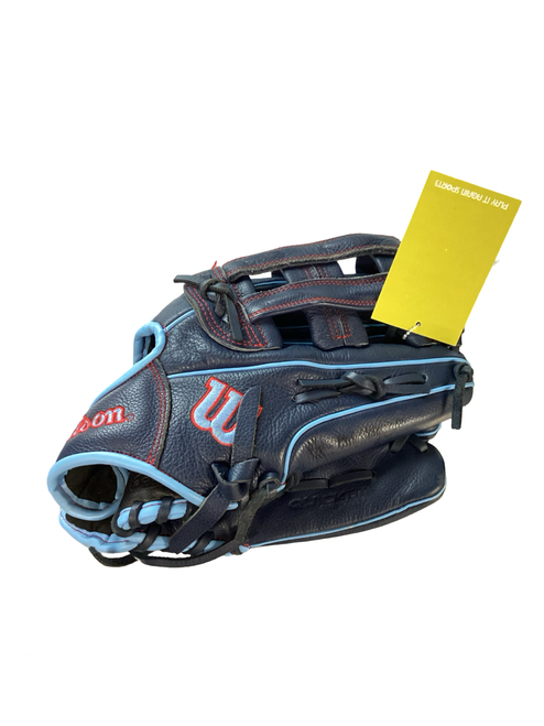 Vist Large View of Product Image Which is Used Wilson A500 BB/SB Glove RH Throw Navy Blue 12"