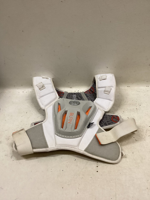 Vist Large View of Product Image Which is Used Warrior BURN Lacrosse Shoulder Pads White LG