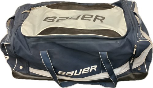 Vist Large View of Product Image Which is Used Bauer Sr Wheeled Goalie Bag Navy Blue