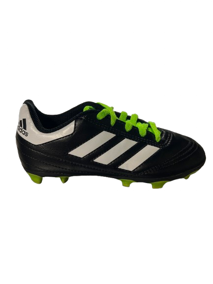 Vist Large View of Product Image Which is Used Adidas GOLLETTO VI YTH 11.0 Soccer Cleats Black And Neon Green Youth 11.0