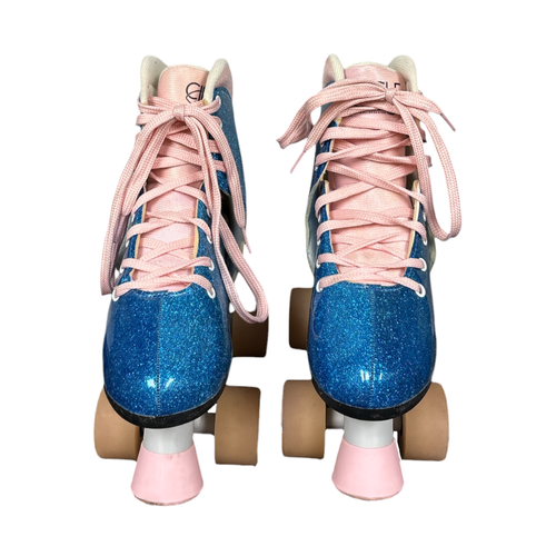 Vist Large View of Product Image Which is Used CIRCLE SOCIETY Junior Roller Quad Skates Royal Blue Adjustable 3-7