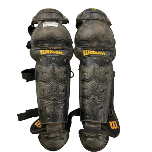 Vist Large View of Product Image Which is Used Wilson CATCHERS SHIN GUARDS Catchers Leg Guards Black Youth