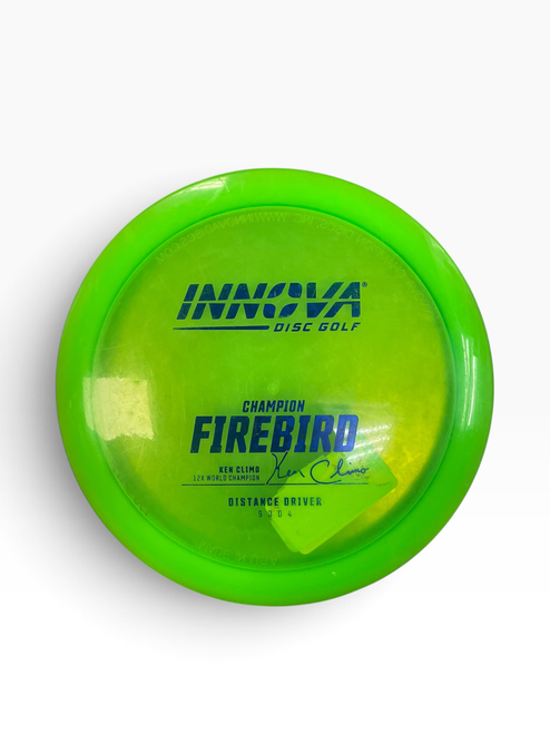 Vist Large View of Product Image Which is Used Innova CHAMPION FIREBIRD 12X KC Disc Golf Driver Green 170g