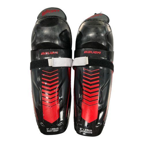 Vist Large View of Product Image Which is Used Bauer LIL SPORT Junior Shin Guards Black 11"