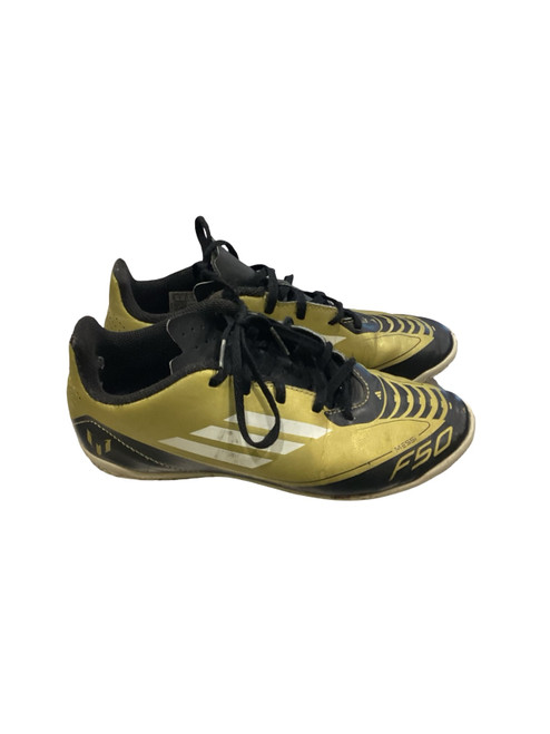 Vist Large View of Product Image Which is Used Adidas MESSI Soccer Indoor Shoes Black And Tan Senior 5