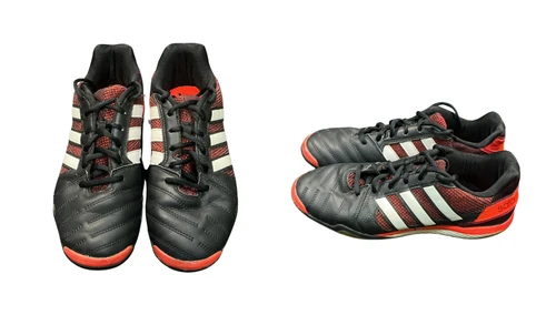 Vist Large View of Product Image Which is Used Adidas SALA Soccer Indoor Shoes Black And Red Senior 6.5