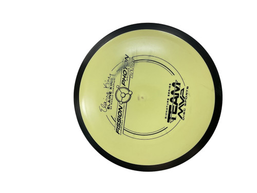 Vist Large View of Product Image Which is Used MVP FISSION PHOTON ELAINE KING Disc Golf Driver Yellow 166g