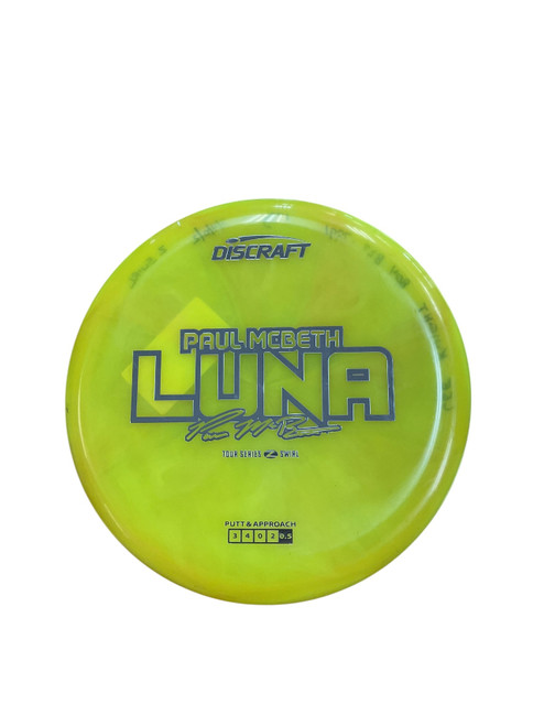 Vist Large View of Product Image Which is Used Discraft Z SWIRL LUNA MCBETH Disc Golf Putter Yellow 173g