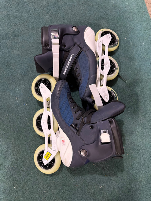 Vist Large View of Product Image Which is Used Powerslide SWELL Racing Inline Skates Navy Blue Senior 10.5