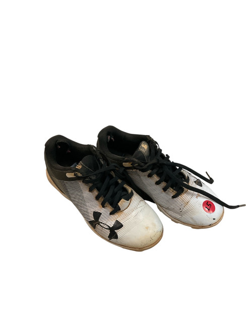 Vist Large View of Product Image Which is Used Under Armour BB CLEAT BB/SB Cleats Black And White Junior 01.5