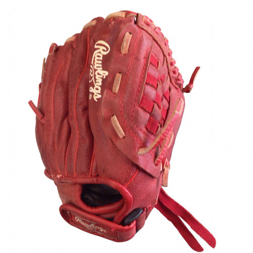 Vist Large View of Product Image Which is Used Rawlings HIGHLIGHT BB/SB Glove RH Throw Red 10 1/2"