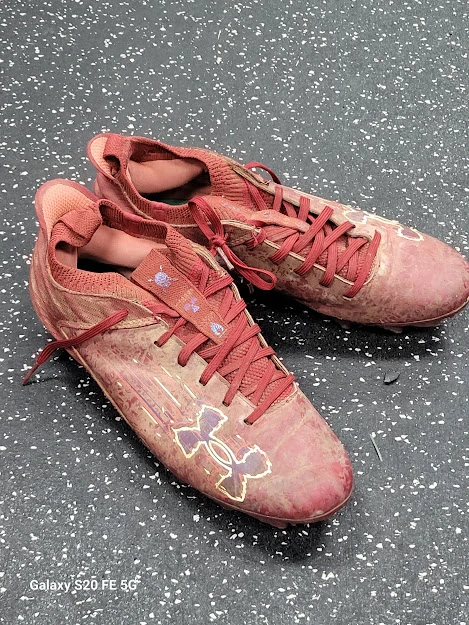 Vist Large View of Product Image Which is Used Under Armour Adult FB Cleats Red Senior 8.5
