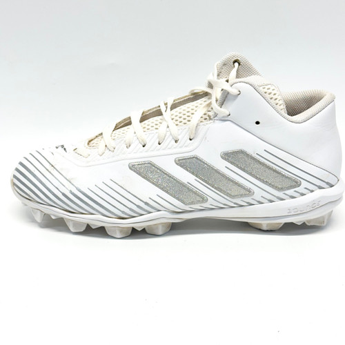Vist Large View of Product Image Which is Used Adidas FREAK MD Adult FB Cleats White And Silver Senior 9.5
