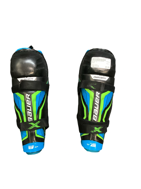 Vist Large View of Product Image Which is Used Bauer X Youth Shin Guards Black 10"