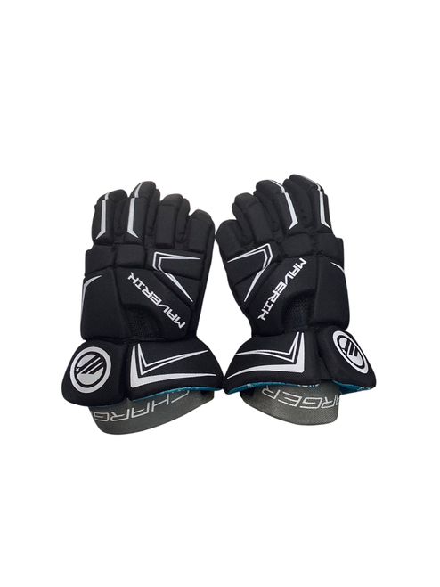 Vist Large View of Product Image Which is Used Maverik CHARGER Lacrosse Gloves Junior Black 10"