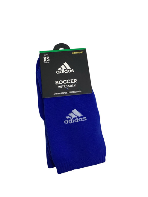 Vist Large View of Product Image Which is Used Adidas METRO SOCK BLUE Soccer Socks Royal Blue XS
