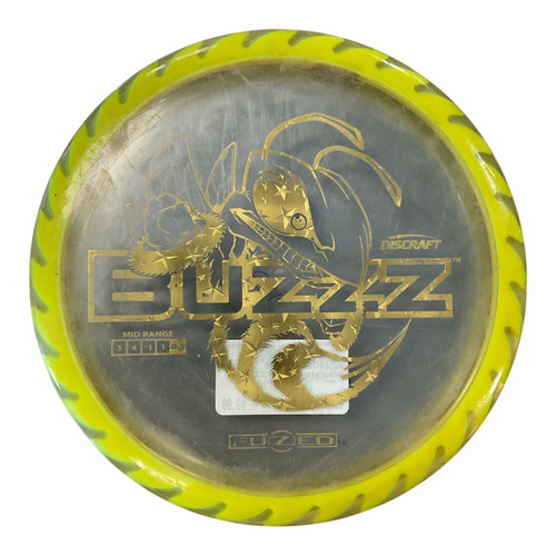 Vist Large View of Product Image Which is Used Discraft FUZED BUZZZ Disc Golf Mid Range Yellow 180g