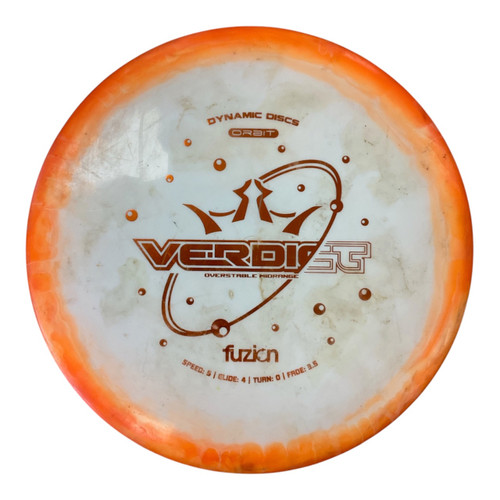 Vist Large View of Product Image Which is Used Dynamic Discs FUZION ORBIT VERDICT Disc Golf Mid Range Orange 180g