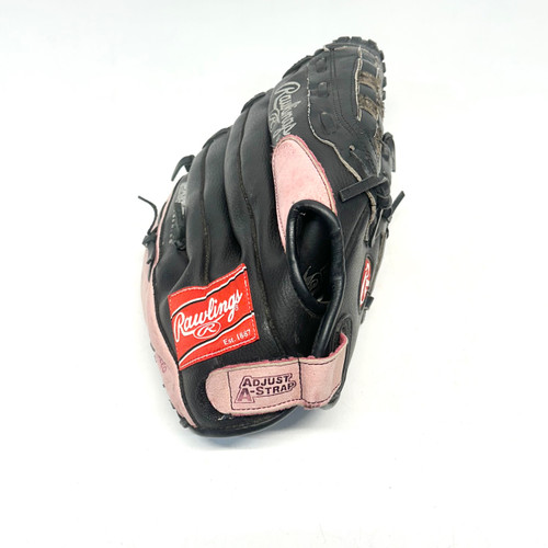 Vist Large View of Product Image Which is Used Rawlings FP22SB RH Throw Fastpitch Gloves Black 12"