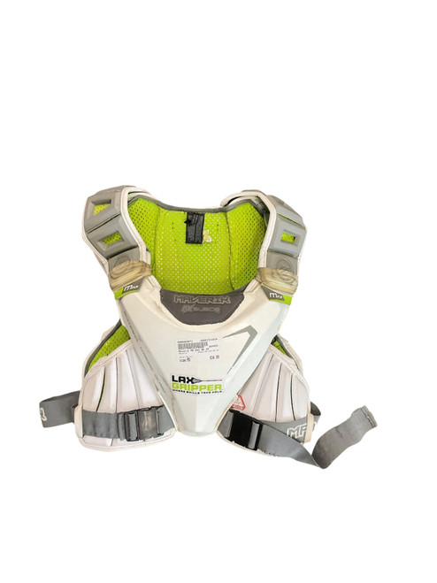 Vist Large View of Product Image Which is Used Maverik M5 EKG MD SP Lacrosse Shoulder Pads White MD