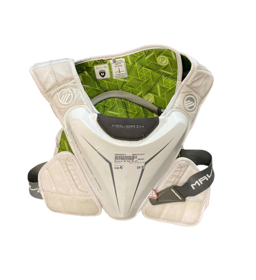 Vist Large View of Product Image Which is Used Maverik M5 EKG MD SP Lacrosse Shoulder Pads White MD