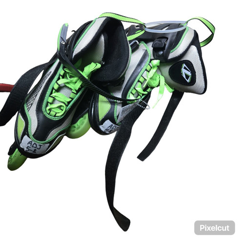 Vist Large View of Product Image Which is Used LENEXA INLINE SKATES ADJ 5-8 Senior Rec Fitness Skates Neon Green Adjustable