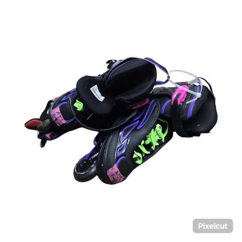 Vist Large View of Product Image Which is Used ZPM INLINE SKATES ADJ 1-4 Junior Rec Fitness Skates Purple Adjustable