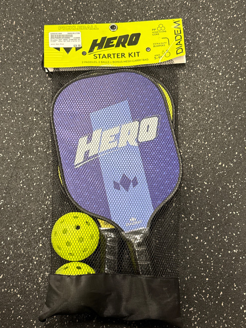 Vist Large View of Product Image Which is Used Diadem NWT HERO STARTER KIT Pickleball Racquet Navy Blue