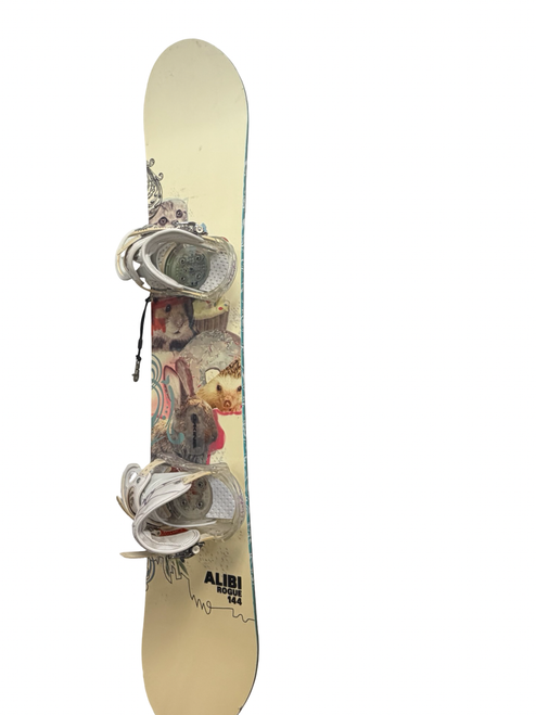Vist Large View of Product Image Which is Used ALIBI ROGUE Womens 144 cm Snowboard w/ S/M Burton Citizen Bindings