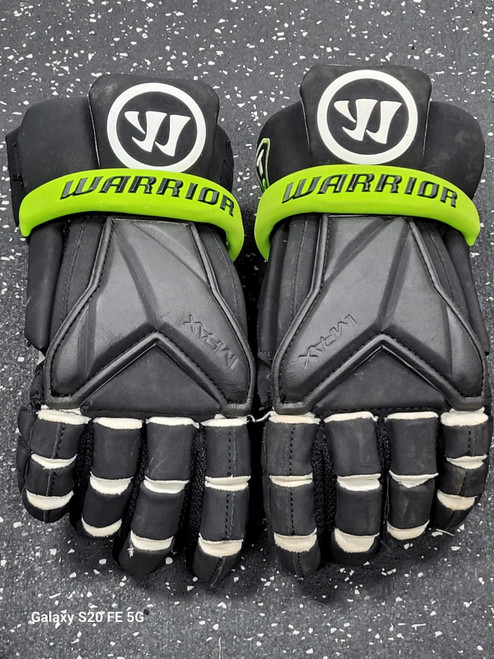 Vist Large View of Product Image Which is Used Warrior IMPAX Lacrosse Gloves Mens Black LG