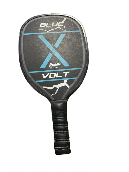 Vist Large View of Product Image Which is Used Franklin FRANKLIN VOLT BLUE PADDLE Pickleball Racquet Black And Sky Blue