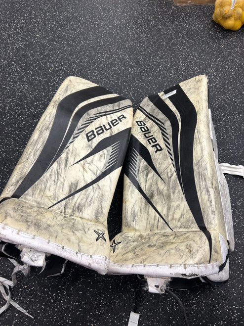 Vist Large View of Product Image Which is Used Bauer VAPOR 2X PRO Goalie Leg Pads Senior White SM