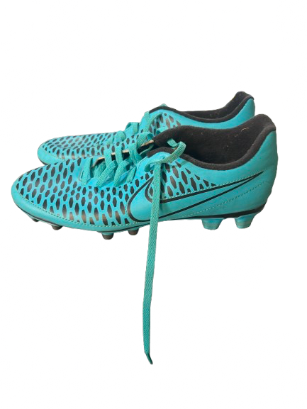 Vist Large View of Product Image Which is Used Nike Soccer Cleats Teal Youth 07.0