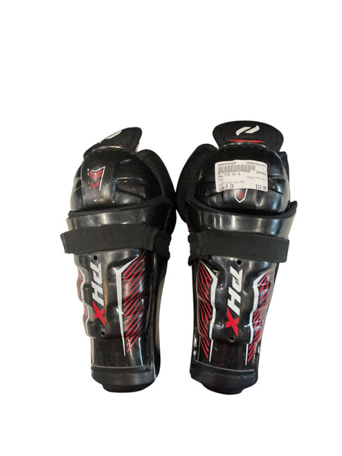 Vist Large View of Product Image Which is Used Phx YTH SG 9 Youth Shin Guards Black And Red 9"