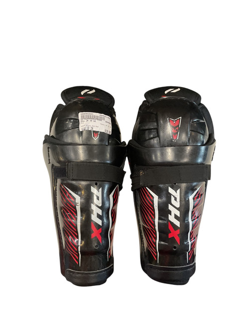 Vist Large View of Product Image Which is Used Phx JR 10 SG Junior Shin Guards Black And Red 10"