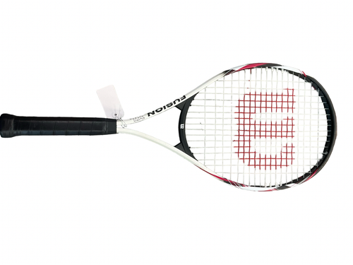 Vist Large View of Product Image Which is Used Wilson FUSION Adult Tennis Racquet White 4 3/8"