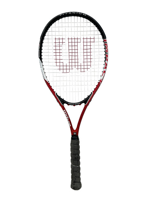 Vist Large View of Product Image Which is Used Wilson IMPACT VOLCANIC Adult Tennis Racquet Black Junior