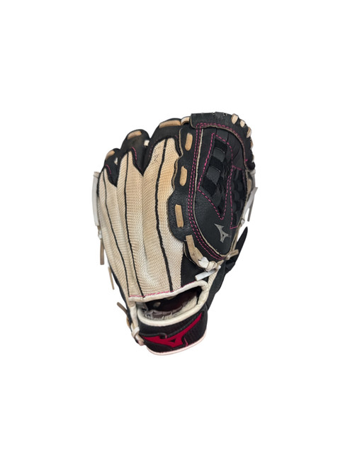 Vist Large View of Product Image Which is Used Mizuno FINCH RH Throw Fastpitch Gloves Black 10"