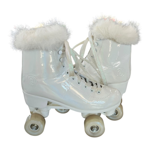 Vist Large View of Product Image Which is Used JAJAHOHO Senior Roller Quad Skates White Senior 8