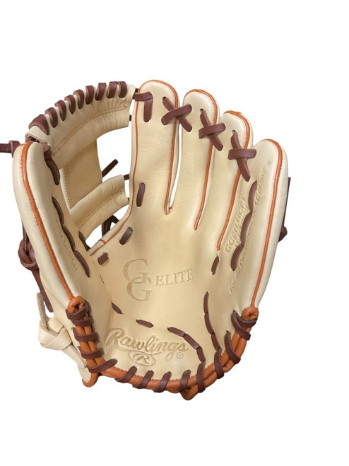 Vist Large View of Product Image Which is Used Rawlings GOLD GLOVE ELITE BB/SB Glove RH Throw Tan 11 1/2"