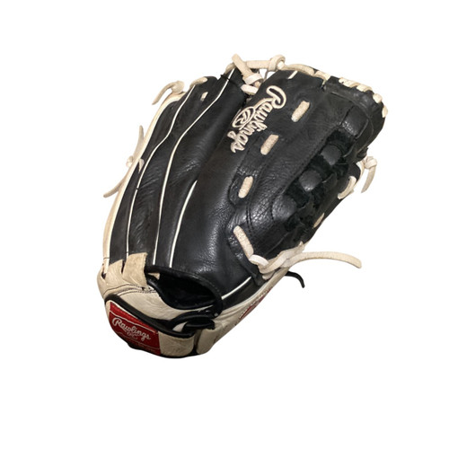 Vist Large View of Product Image Which is Used Rawlings SHUT OUT BB/SB Glove RH Throw Black 12"