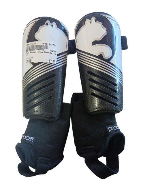 Vist Large View of Product Image Which is Used Puma Soccer Shin Guards Junior White MD