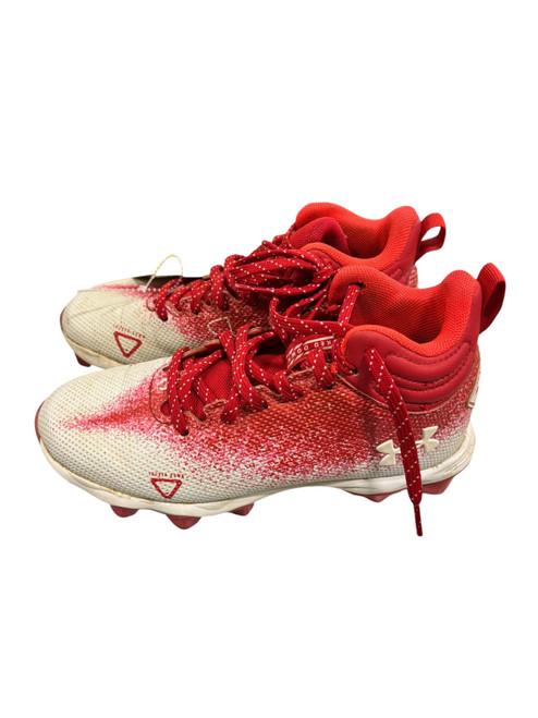 Vist Large View of Product Image Which is Used Under Armour Jr FB Cleats Red And White Junior 03.5