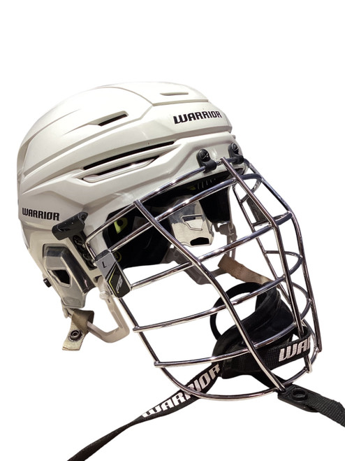 Vist Large View of Product Image Which is Used Warrior ALPHA ONE PRO Lacrosse Helmet White LG