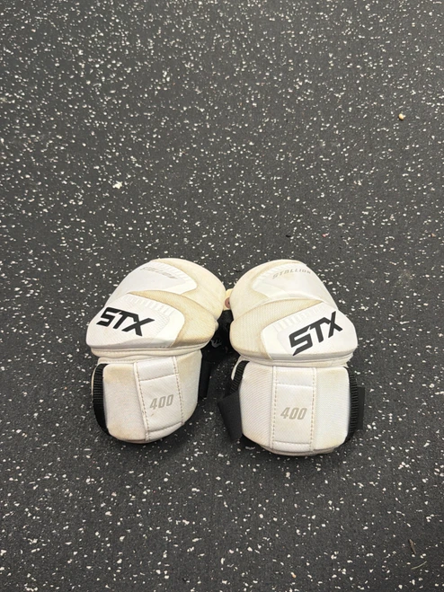 Vist Large View of Product Image Which is Used STX STALLION 400 Lacrosse Arm Pads/Guards White SM