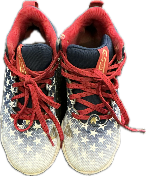 Vist Large View of Product Image Which is Used Under Armour Jr FB Cleats White/Royal/Red Junior 01