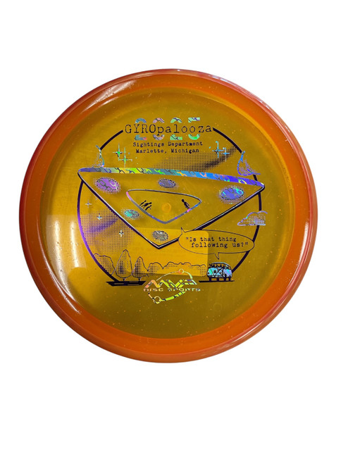 Vist Large View of Product Image Which is Used MVP GYROPALOOZA GYRO PYRO Disc Golf Mid Range Orange 176g