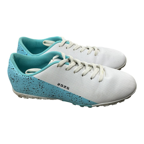 Vist Large View of Product Image Which is Used Soccer Turf Shoes White And Carolina Blue Senior 6.5