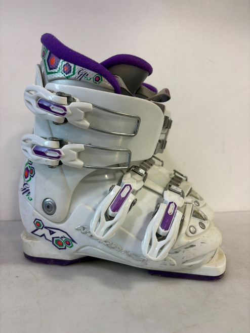 Vist Large View of Product Image Which is Used Nordica GPTJ Girls DH Ski Boot White 205 MP - J01