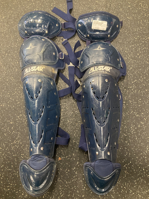 Vist Large View of Product Image Which is Used All-Star LG1216PS Catchers Leg Guards Navy Blue Intermed